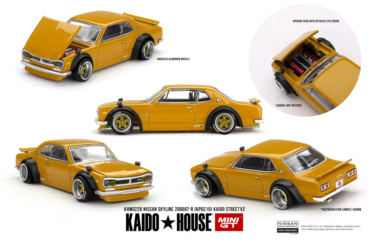Kaido House x Mini GT 1:64 Nissan Skyline 2000GT-R (KPGC10) Kaido Street – Diecast Model Car