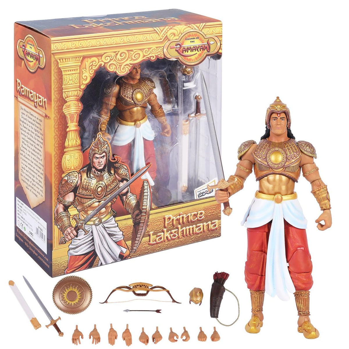 Legends of the Ramayan 1:12 Scale Prince Lakshmana Collector Action Figure with Bow, Arrow, Sword, Shield, Helmet & Interchangeable Hands