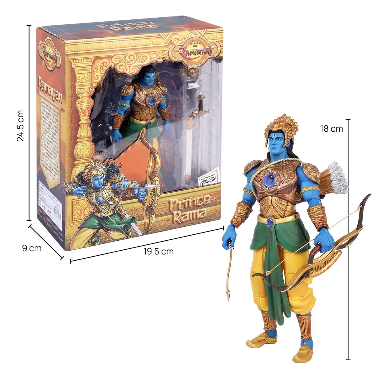 Legends of the Ramayan 1:12 Scale Prince Rama Collector Action Figure with Two Bows, Arrows, Sword, Shield & Interchangeable Hands