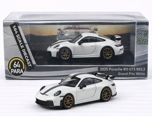 PARA64 1:64 Porsche 911 GT3 992.2 Grand Prix White Diecast Model – Performance Sports Car Collectible