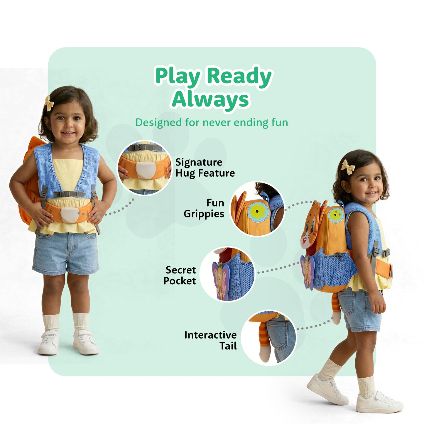 Filli & Me Filli & Butterfly HugBag | 10L Preschool Backpack for Kids (2–3 Years) | Lightweight School & Travel Bag