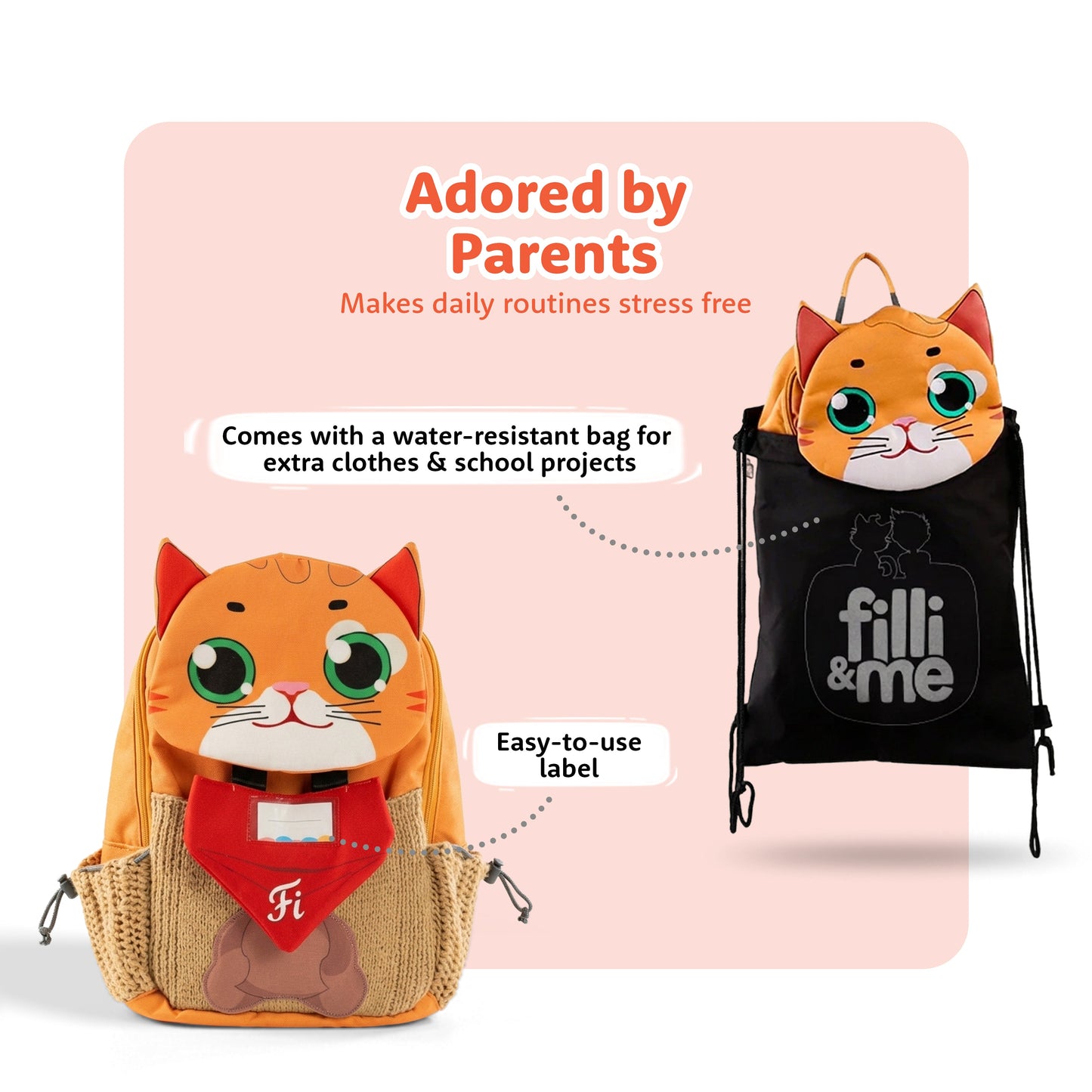 Filli & Me Filli & Butterfly HugBag | 10L Preschool Backpack for Kids (2–3 Years) | Lightweight School & Travel Bag
