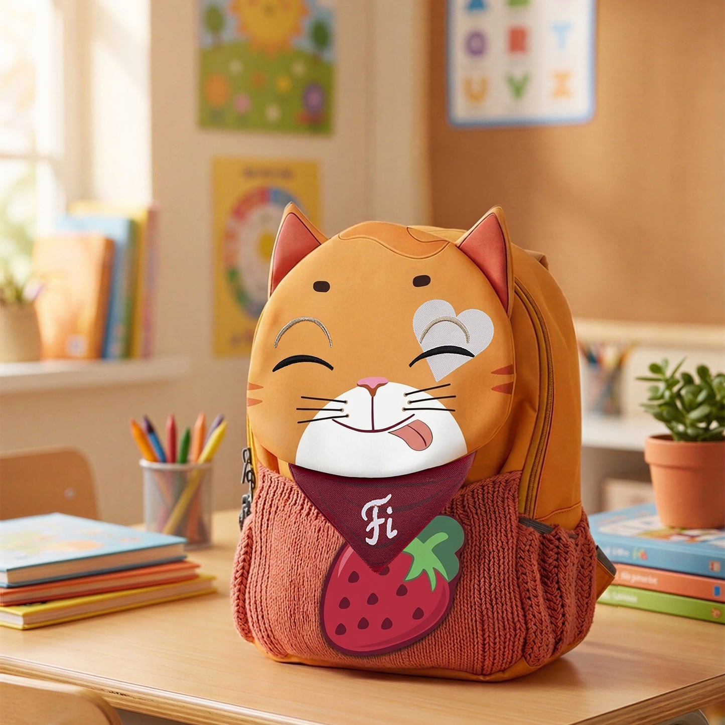 Filli & Me Filli & Strawberry HugBag | 10L Preschool Backpack for Kids (2–3 Years) | Lightweight School & Travel Bag