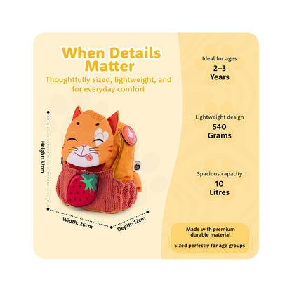 Filli & Me Filli & Strawberry HugBag | 10L Preschool Backpack for Kids (2–3 Years) | Lightweight School & Travel Bag
