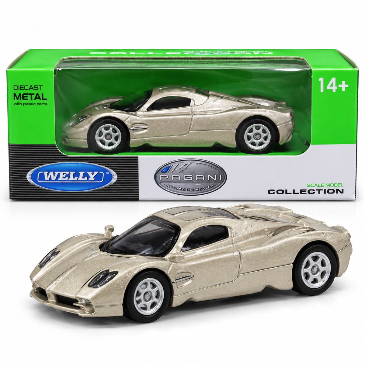 Welly 1:64 Pagani Utopia Light Gold Die-Cast Metal Model Car