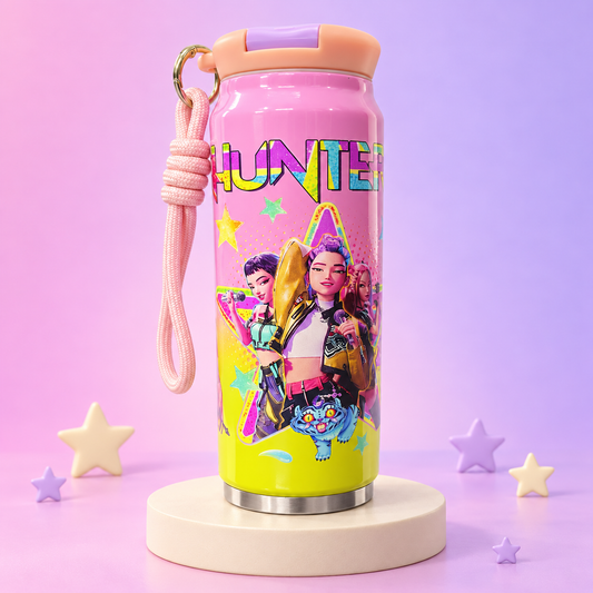 K-Pop Demon Hunters Printed Water Bottle 200ml with Carry Strap – Colour Variants