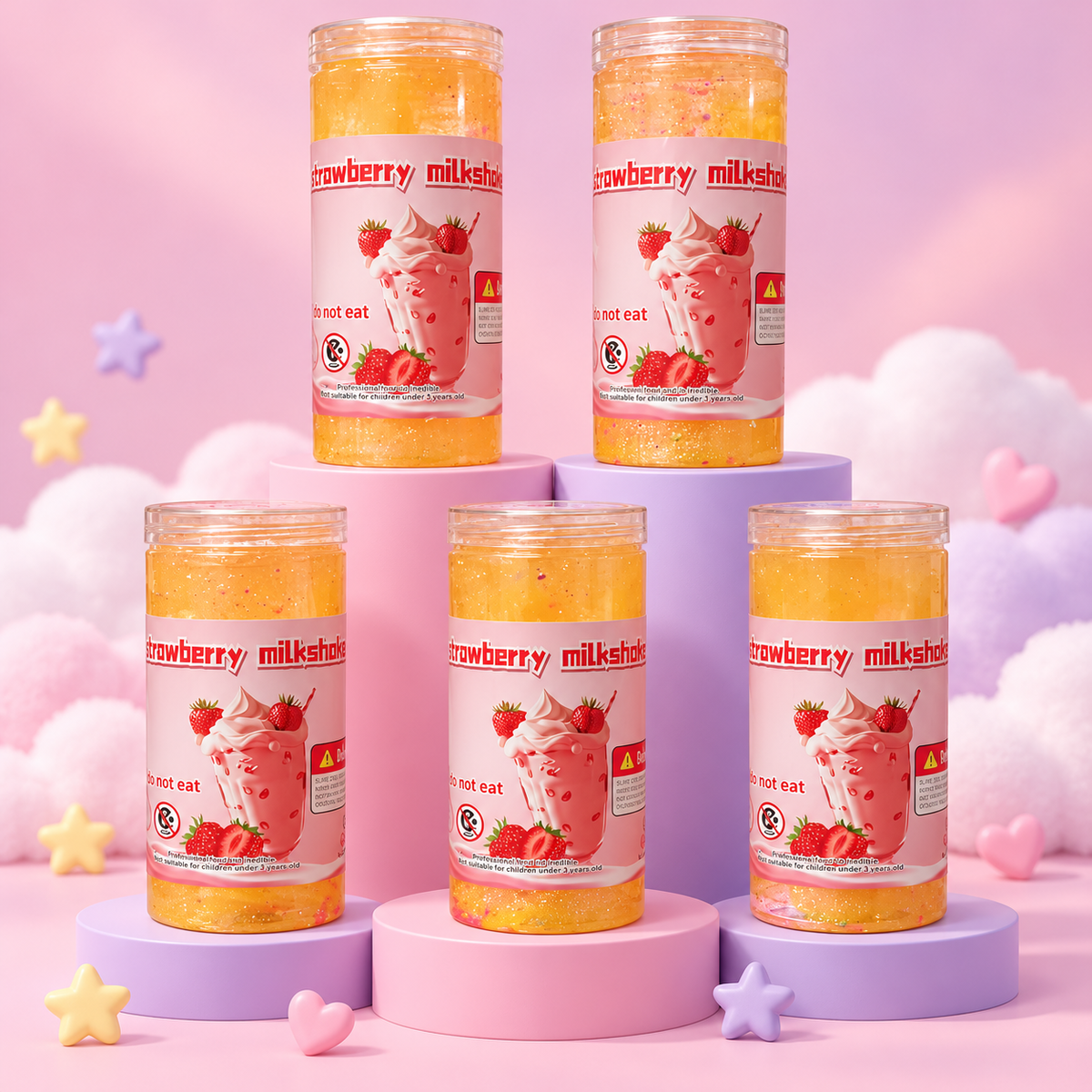 Strawberry Milkshake Glitter Slime in Resealable Jar – Sensory Play Toy, 1 Piece