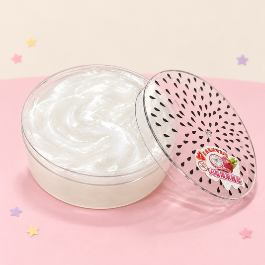 Dragon Fruit Jam Slime in Fruit-Themed Container – Pearlescent White Stretchy Sensory Toy, 1 Piece