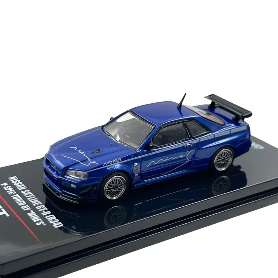 Inno 1/64 Nissan Skyline GT-R V-Spec Tuned by "Mine's" Blue Diecast Car Model - Jaiman Toys