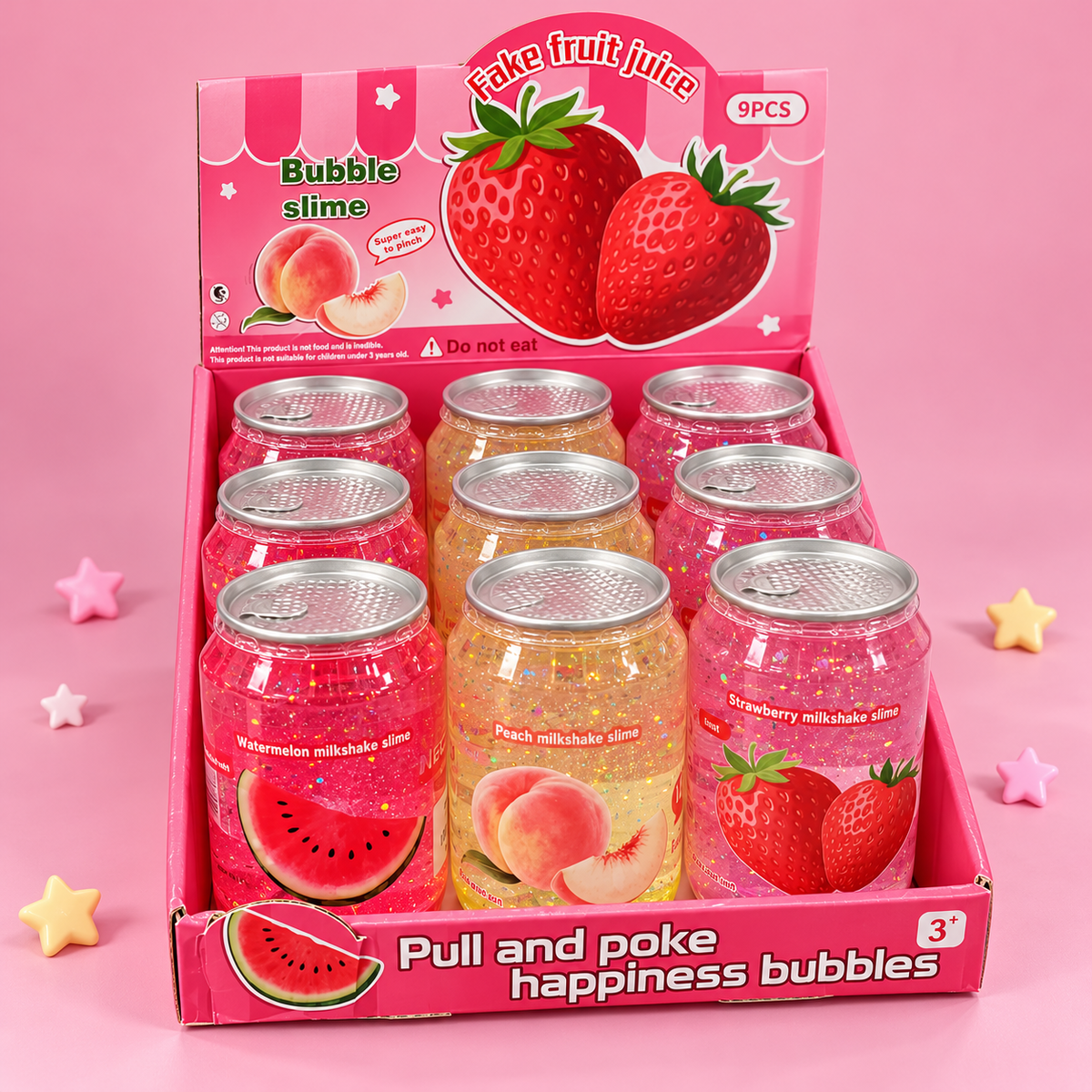 Fruit Milkshake Glitter Slime with Fruit Charm – Strawberry, Peach or Watermelon, 1 Random Piece