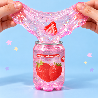 Fruit Milkshake Glitter Slime with Fruit Charm – Strawberry, Peach or Watermelon, 1 Random Piece