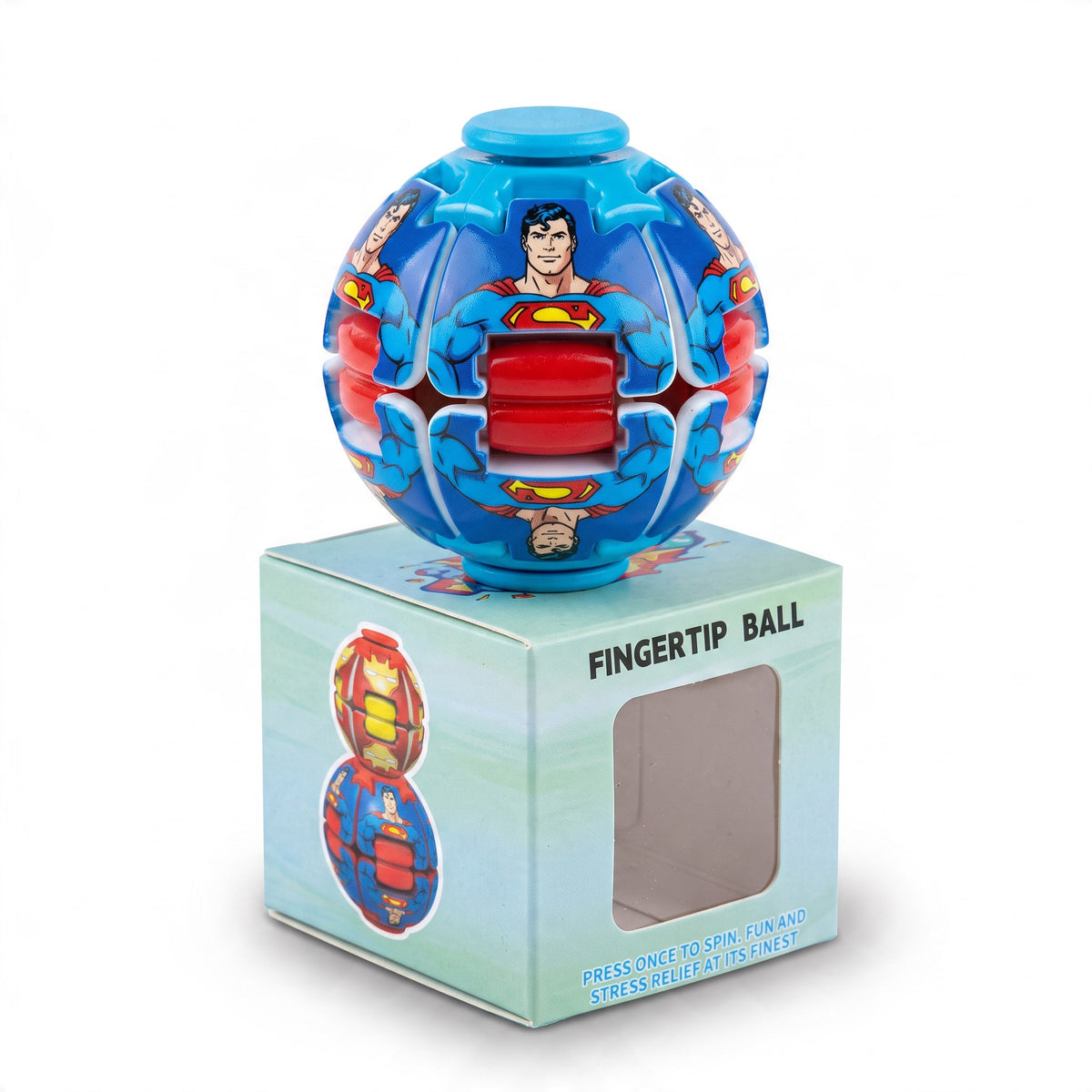 Superhero Fingertip Spinning Fidget Ball – Push Button Sensory Toy (1 Random Piece)