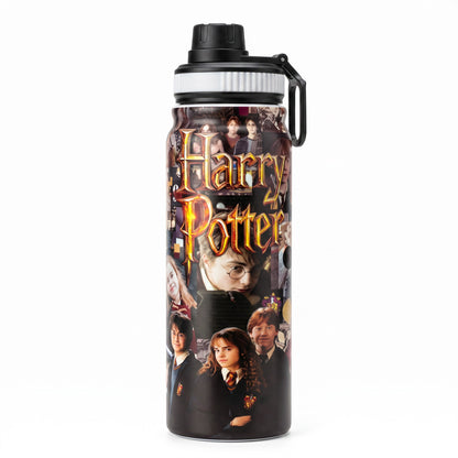 Harry Potter 800ml Stainless Steel Water Bottle with Drinking Spout, Carry Handle & Removable Steel Filter for School, Travel & Everyday Use