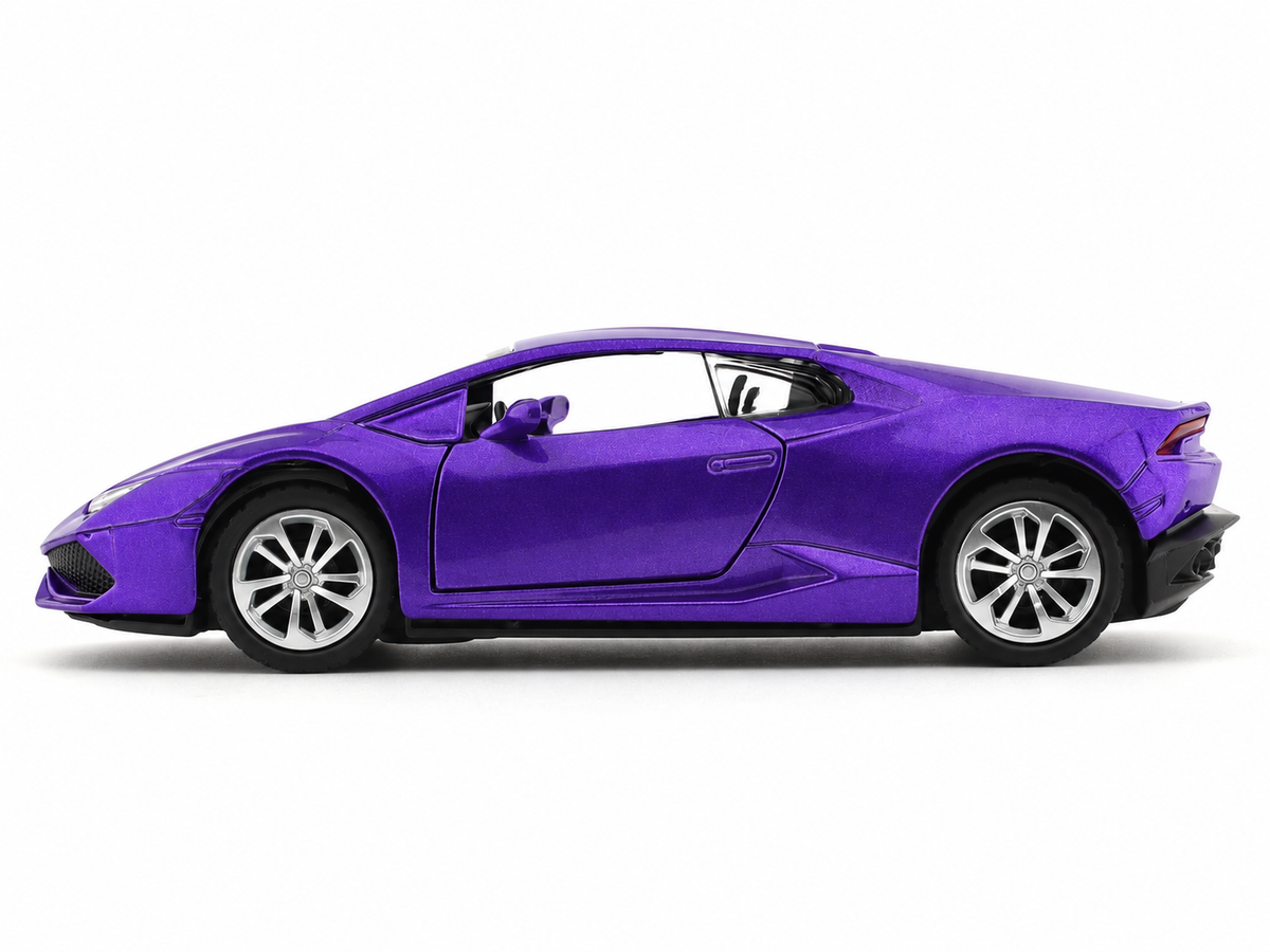 Road Burner 1:36 Purple Die-Cast Sports Car with Pull-Back Action & Opening Doors