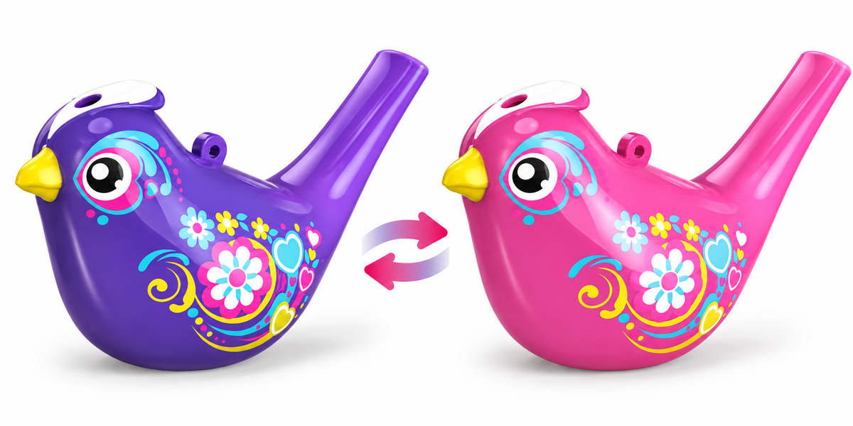 Hola Magic Colour-Changing Bird Whistle Toy Purple | Water Songbird Sound Whistle with Lanyard Loop for Kids (36M+)