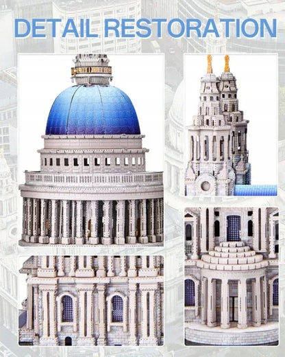 Piececool 3D Metal Puzzle St. Paul’s Cathedral Landmark Model – 639 Pieces – Difficulty Level 4 – Stainless Steel DIY Model Kit-Age 16+
