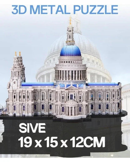 Piececool 3D Metal Puzzle St. Paul’s Cathedral Landmark Model – 639 Pieces – Difficulty Level 4 – Stainless Steel DIY Model Kit-Age 16+