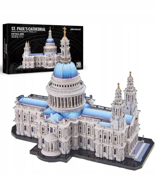Piececool 3D Metal Puzzle St. Paul’s Cathedral Landmark Model – 639 Pieces – Difficulty Level 4 – Stainless Steel DIY Model Kit-Age 16+