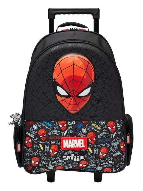 Smiggle School Bag : Spider-Man Colorful & Stylish 18 Inch Trolley Backpack for Kids - Jaiman Toys