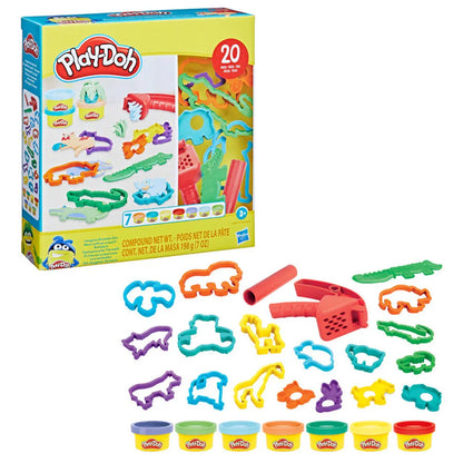 Play-Doh Animal Fun Set – 20 Pieces with 7 Play-Doh Colors, Animal Shape Cutters & Tools for Kids 3+ - Jaiman Toys