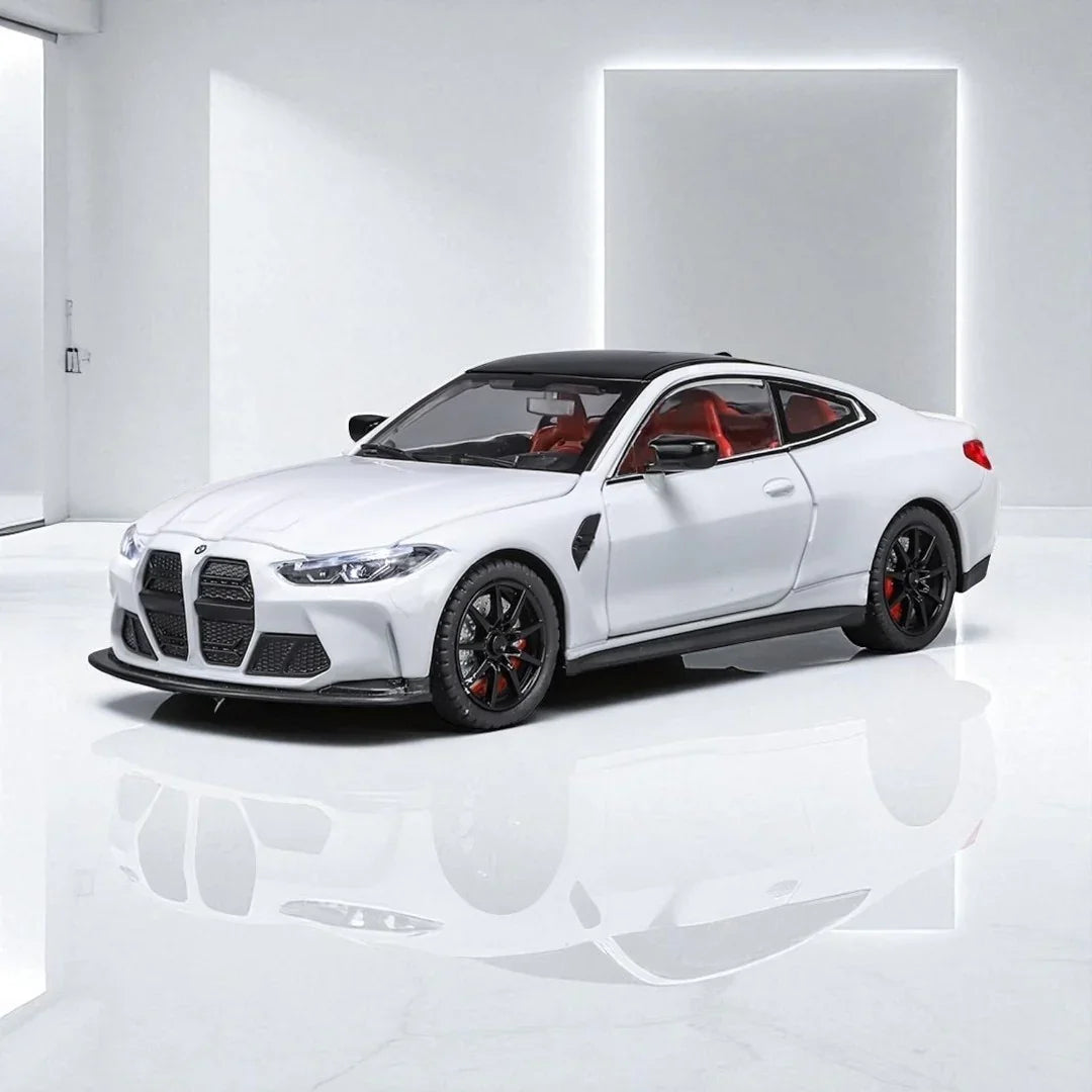 Joy Junction 1:24 BMW M4 Die-Cast Car Model – White Finish | Openable Doors, Pull-Back Action, Lights & Sound (JJ267) - Jaiman Toys