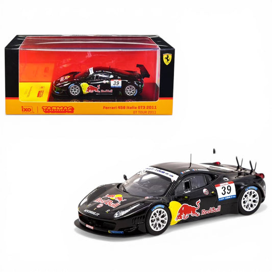 Tarmac Works 1:64 Ferrari 458 Italia GT3 2011 GT Tour #39 Diecast Model Car – Red Bull Racing Livery Collectible