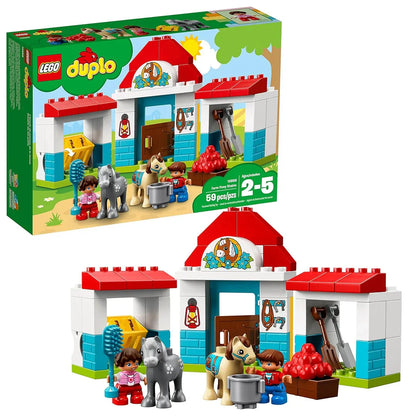 LEGO 10868 DUPLO Town Farm Pony Stable Building Kit – 59 Piece Educational Set for Toddlers