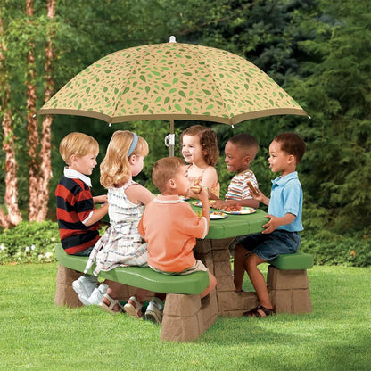 Step2 Naturally Playful Picnic Table with Umbrella – Kids Outdoor Play Table - Jaiman Toys