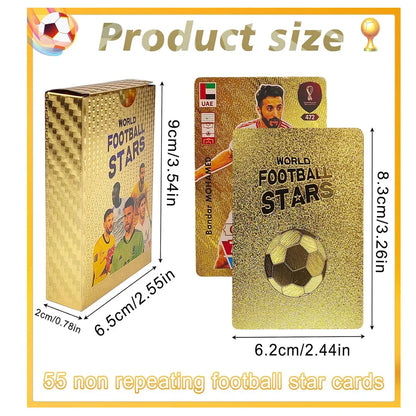 World Cup Football Star Card – 55-Piece Gold Football Trading Cards Set | UEFA Champions League Collector’s Edition for Kids & Fans - 1 Piece - Jaiman Toys