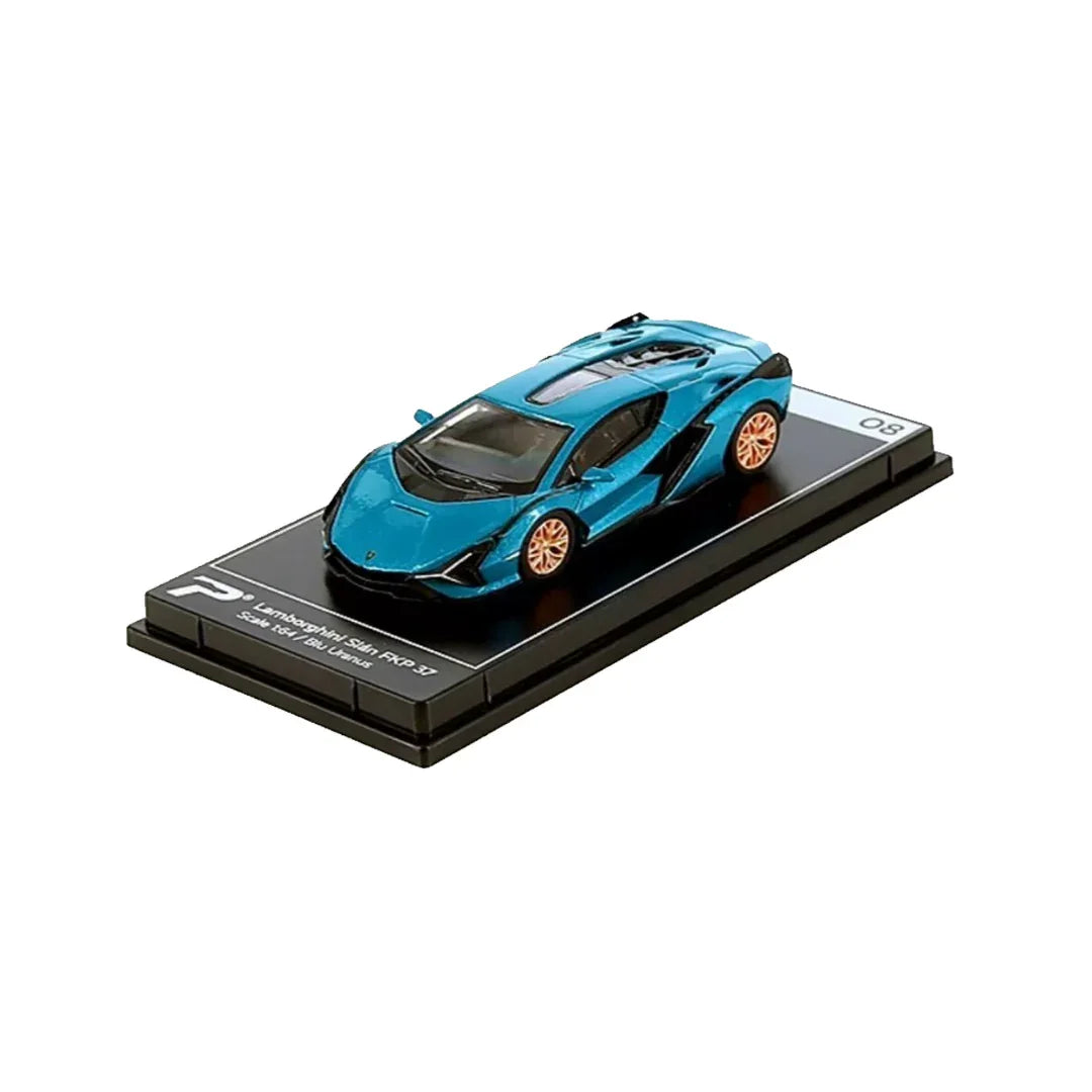 PosterCars 1:64 H08 – Lamborghini Sián FKP 37 (Blu Uranus) with Acrylic Box | Hypercar League Collection - Jaiman Toys
