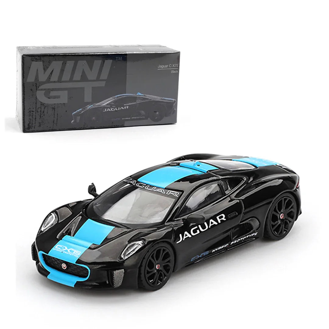 Mini GT 1:64 LB★Works Racing Duo – GT Nissan 35GT-RR Ver.2 Blue & Jaguar C-X75 Black LHD Diecast Models