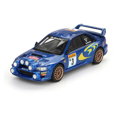 Mini GT 1:64 Racing Duo – Subaru Impreza WRC98 #3 – 1998 Rally Monte Carlo 3rd Place Blue &  Mercedes-Benz 190E 2.5-16 Evolution II Astral Silver Diecast Models