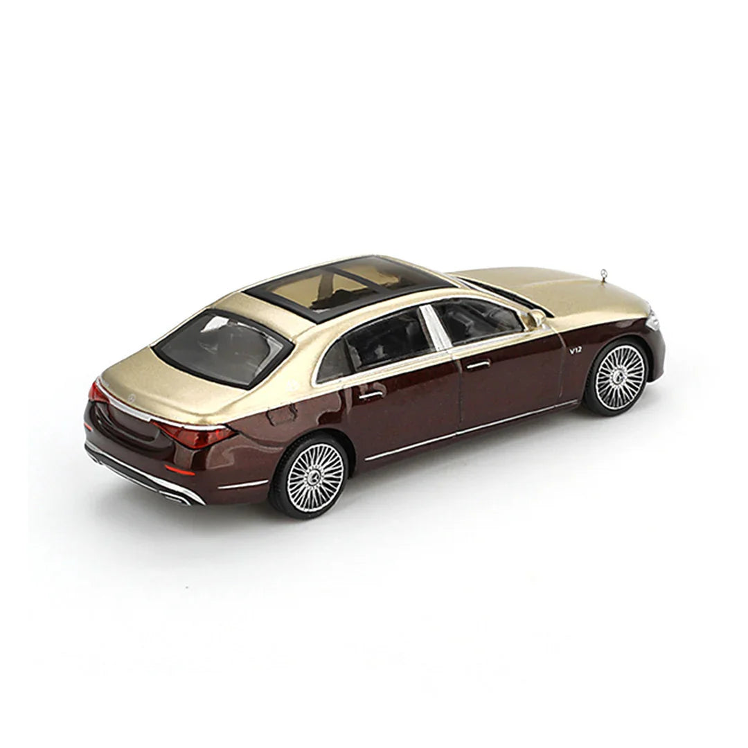 MINI GT 1:64 Mercedes-Maybach S 680 – Gold / Dark Red Metallic - Jaiman Toys