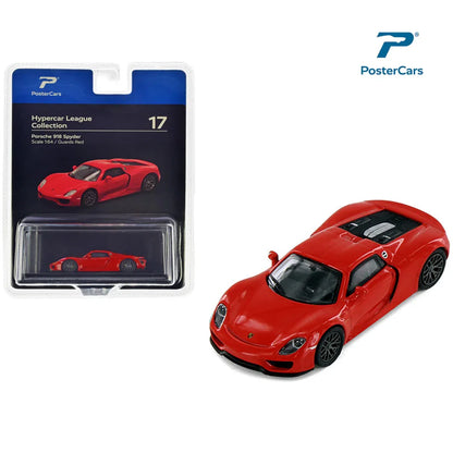 PosterCars 1:64 Porsche 918 Spyder – Guards Red | Hypercar League Collection Diecast Model - Blister Pack - Jaiman Toys
