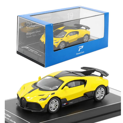 PosterCars 1:64 Bugatti Divo – Jaune Soufre – Acrylic Box | #H19 - Jaiman Toys