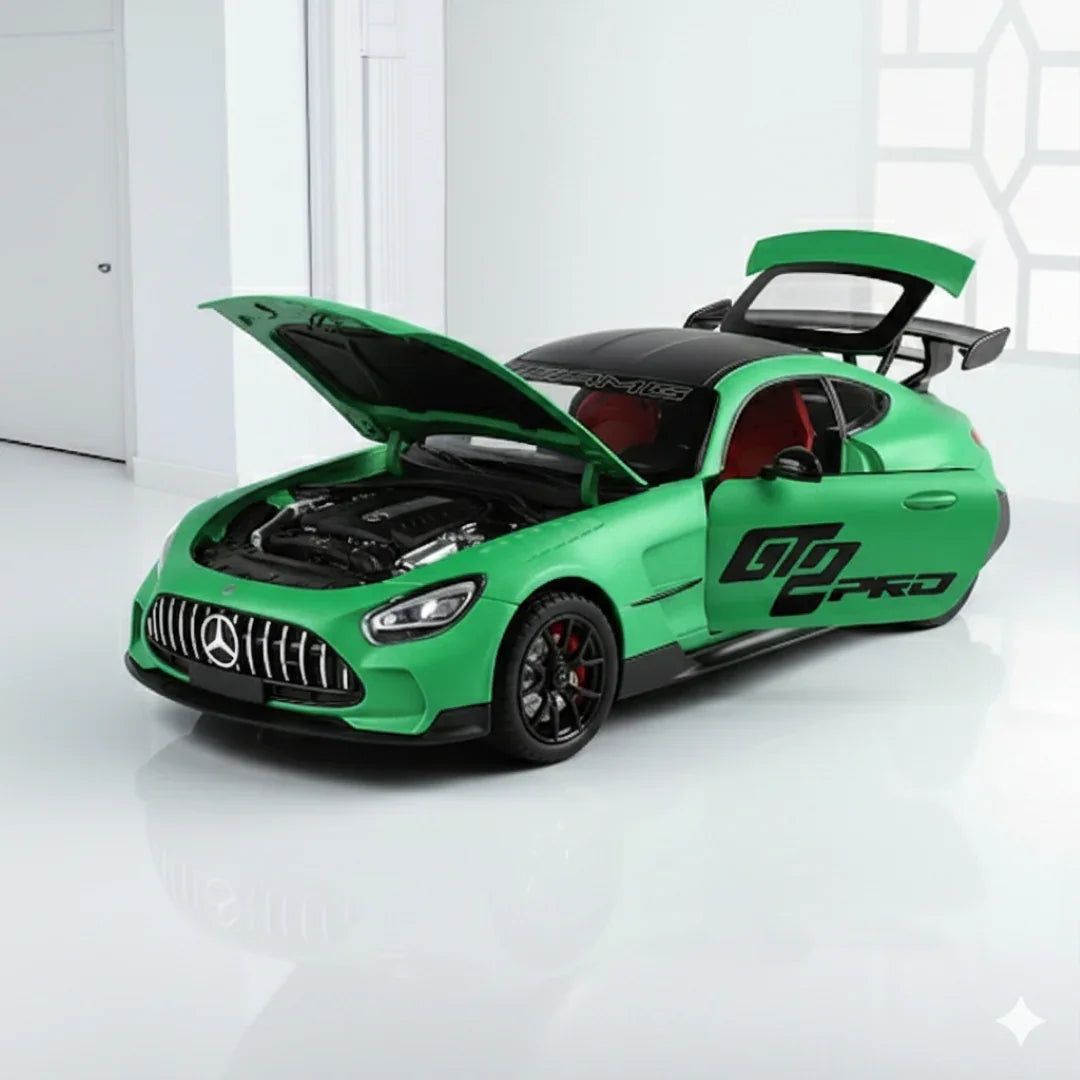 Joy Junction 1:24 Mercedes AMG GT2 PRO Die-Cast Car Model – Green Finish | Openable Doors, Pull-Back Action, Lights & Sound (JJ271) - Jaiman Toys