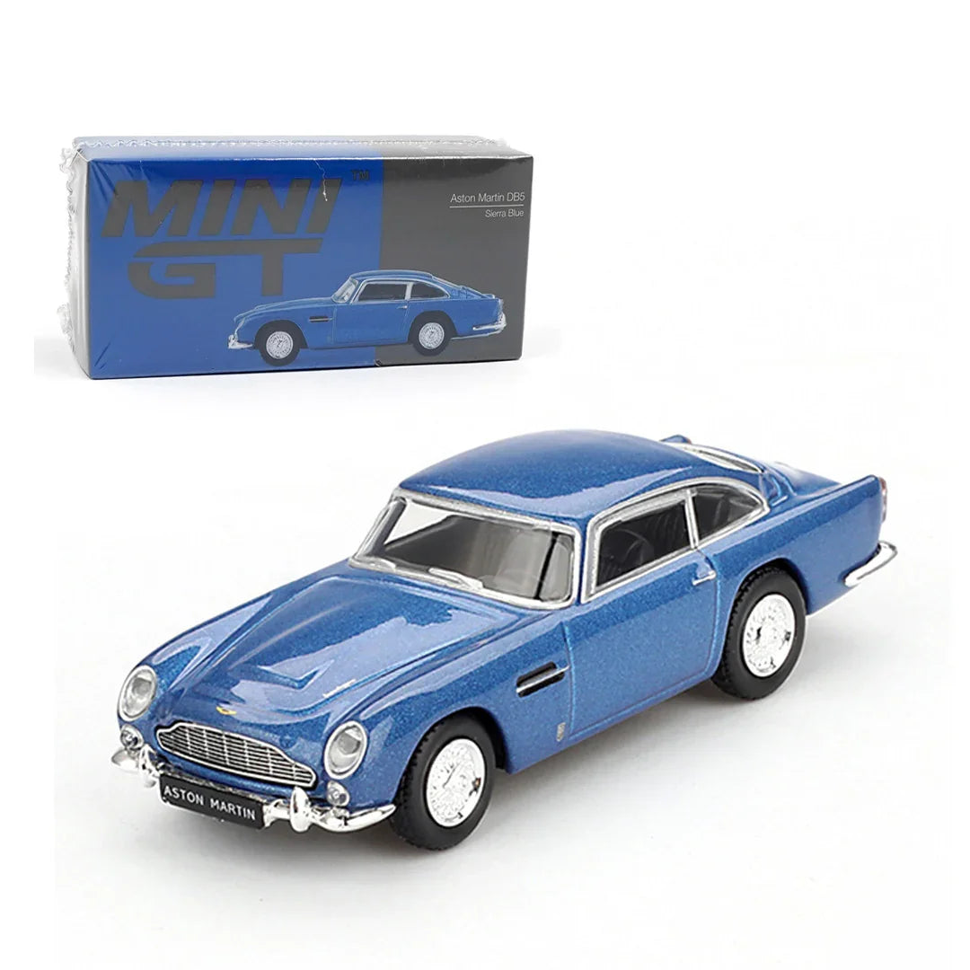 Mini GT 1:64 Aston Martin DB5 Sierra Blue RHD Diecast Scale Model Car