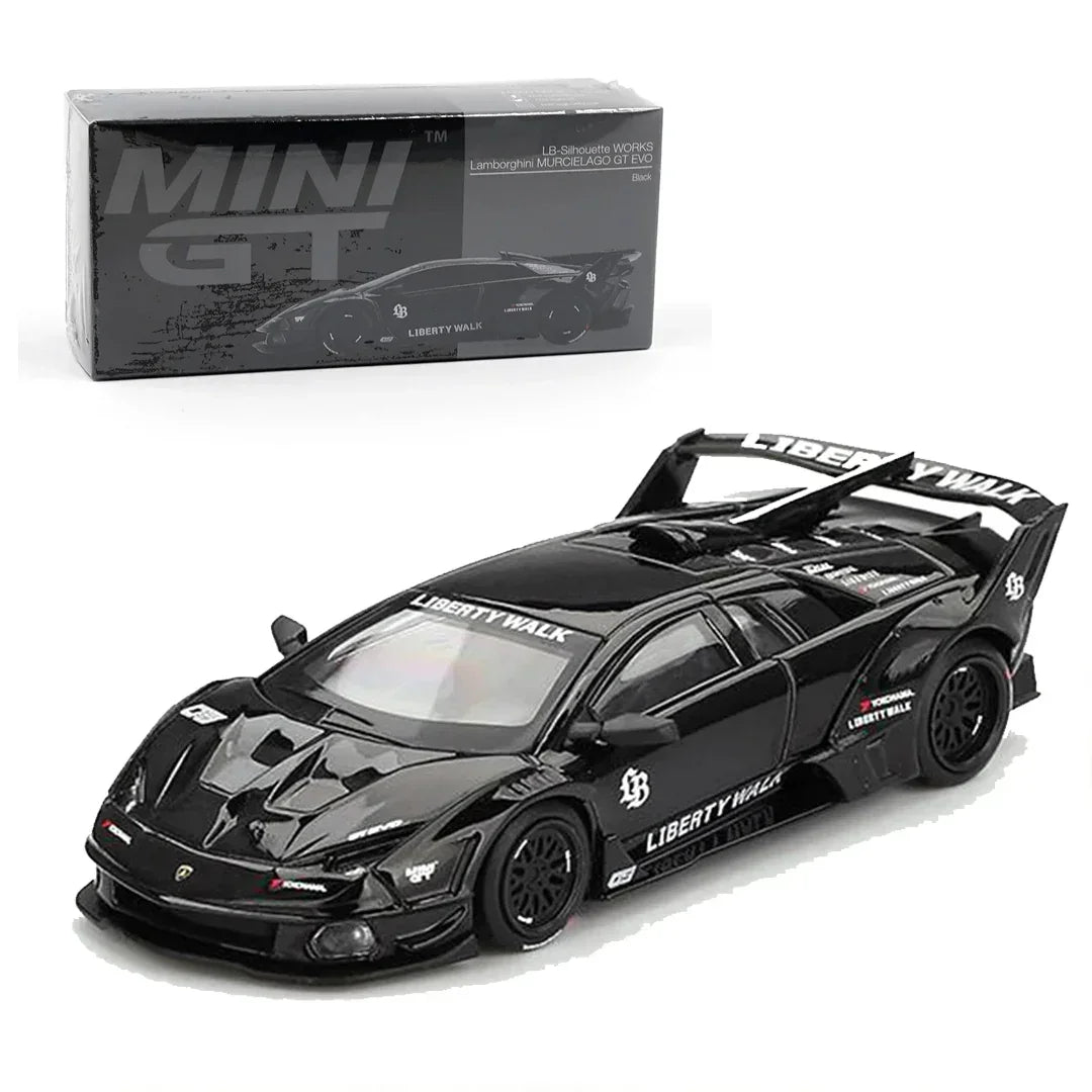 Mini GT 1:64 Toyota Supra A80 Top Secret GT-300 Purple (Blister) + Lamborghini Murcielago GT Evo Black – Set of 2 Diecast Cars