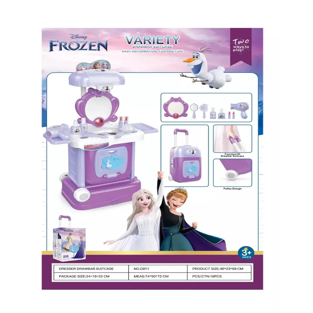 Frozen Princess Beauty Vanity Suitcase Playset with Mirror & Accessories with sound