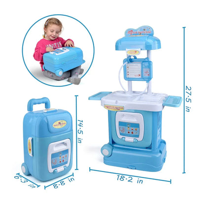 Doctor Play Set Trolley for Kids (29 Pieces) | Medical Kit with Tools & Wheels