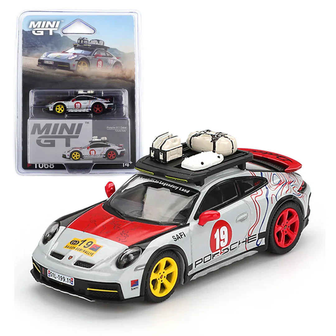 Mini GT 1;64 Lamborghini Countach LB-WORKS Black + Porsche 911 Dakar Uncle Rally – Set of 2 Diecast Cars