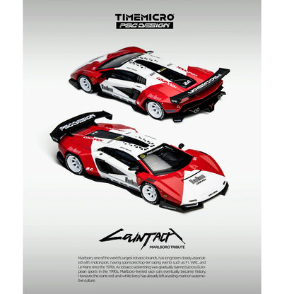 Time Micro x PSC Design 1:64 Lamborghini Countach “V” Marlboro Livery Diecast Model (TM647703)