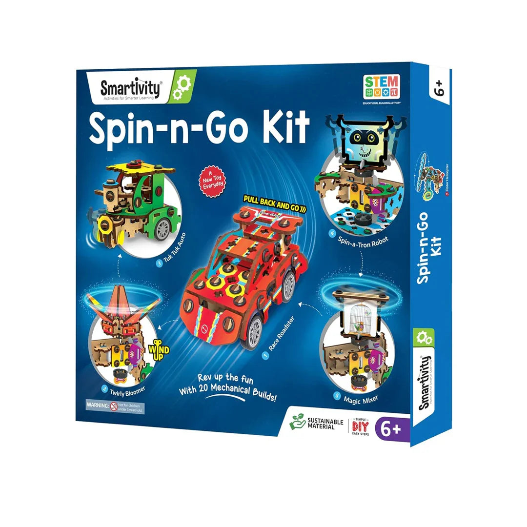 Engage kids with Smartivity 20-in-1 Spin-n-Go Kit. Build robots, cars, airplanes & more. Fun STEM DIY toy for kids 6-12. Perfect birthday gift! - Jaiman Toys