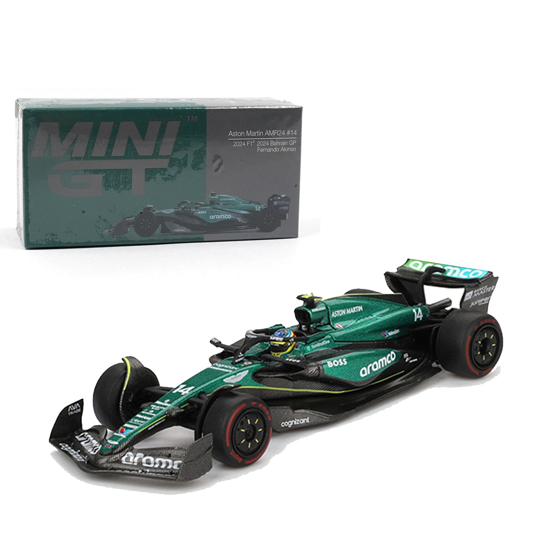 Mini GT 1:64 BMW Z8 Alpina Alpine Blue + Aston Martin AMR24 #14 Fernando Alonso F1 2024 Diecast Combo