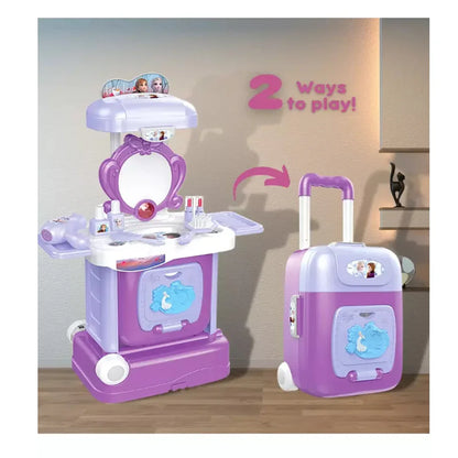 Frozen Princess Beauty Vanity Suitcase Playset with Mirror & Accessories with sound