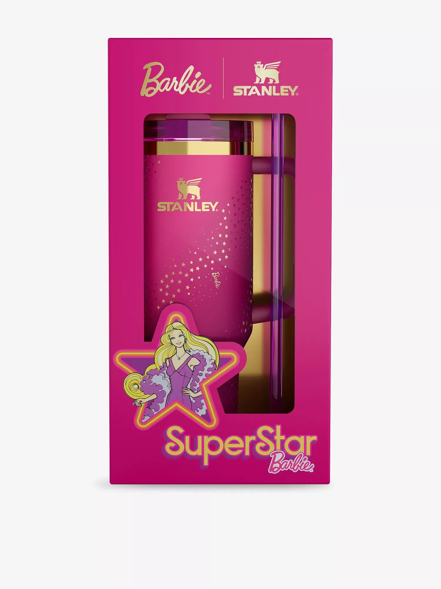 Stanley x Barbie 40oz Superstar Tumbler – Glam Limited Edition Cup with Straw, Handle & Gold Star Magic! - Jaiman Toys