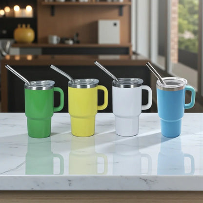 The Quencher H1.0 FlowState™ Miniature Tumbler | 90ml (3oz) Double Wall Stainless Steel With Handle & Straw – Pack of 7