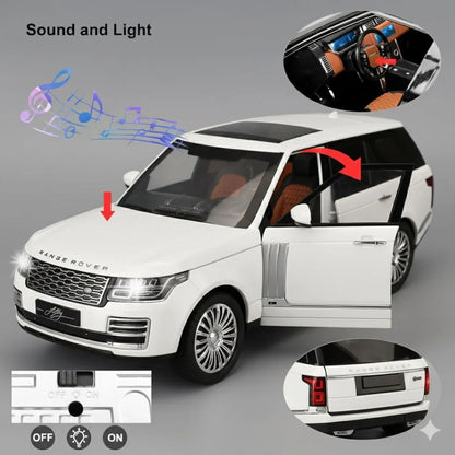 1:18 Range Rover SUV Model Car Premium Alloy Metal Pull Back Die-Cast Car with Openable Doors & Light