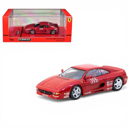 Tarmac Works HOBBY64 1:64 Ferrari F355 Challenge Presentation Diecast Model Car (T64-083-PRE) – Red Collectible Display Model