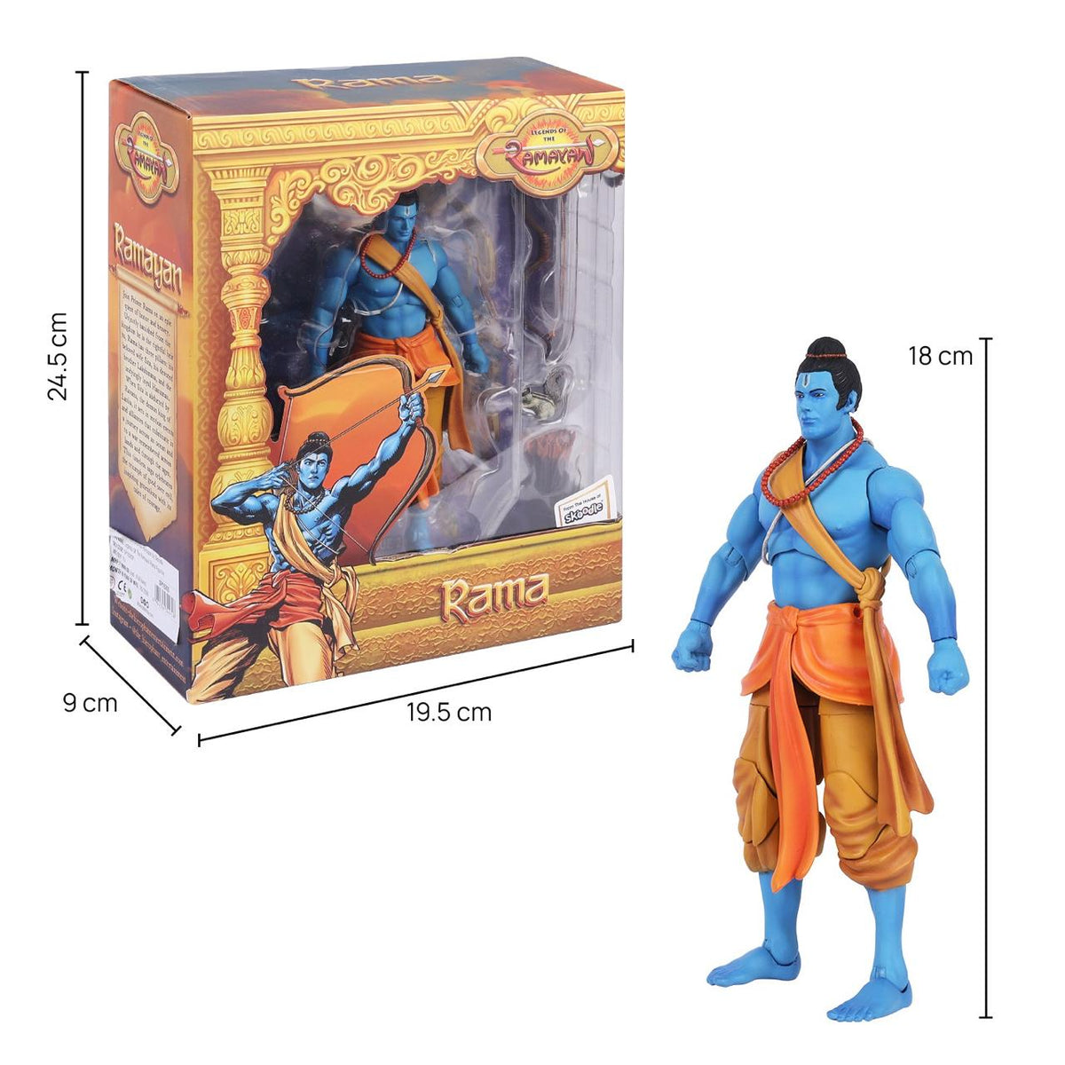 Legends of the Ramayan 1:12 Scale Vanvasi Rama Collector Action Figure with Bow, Arrow, Quiver, Squirrel & Interchangeable Hands